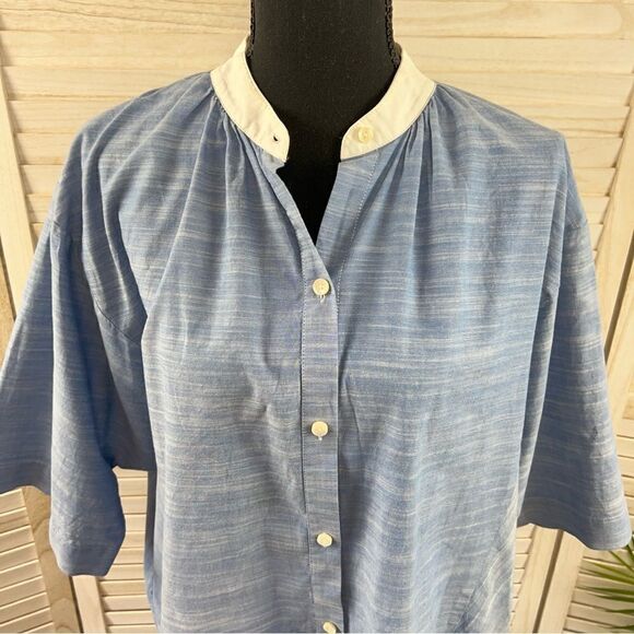 Frame Chambray Dolman Sleeve Blouse Top Large - Picture 2 of 15